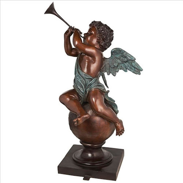 Shop our trumpeting angel cherub Bronze life sized Sculpture statue for sale bronze